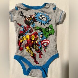 Baby Boy's Marvel avengers iron man Gray Short Sleeve One Piece‎ Size 0-3 Months